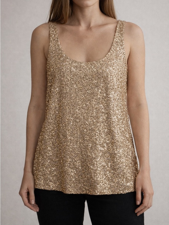 Carla Conti Tops - New Carla Conti Sequin Scoop Neck Tank Top - Gold size medium made in Italy